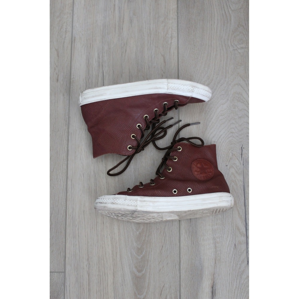 Converse Chuck Taylor All Star High Top Brown Snakeskin Leather Sneakers 6.5 - Picture 3 of 6